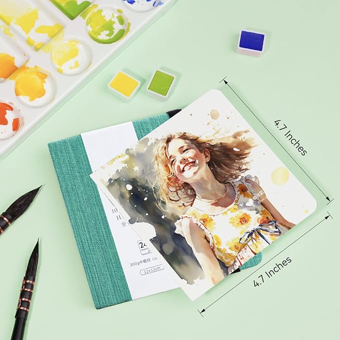 Lightwish Square Watercolor Journal, 100% Cotton, 300gsm/140lb, 24 Sheets Cold - Image 6