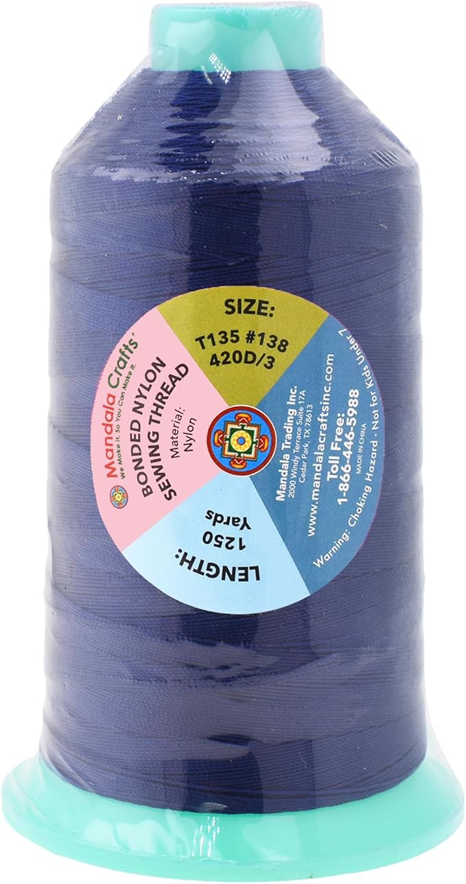 Mandala Crafts Bonded Nylon Thread Navy Blue Heavy Duty Sewing Threads - Image 3