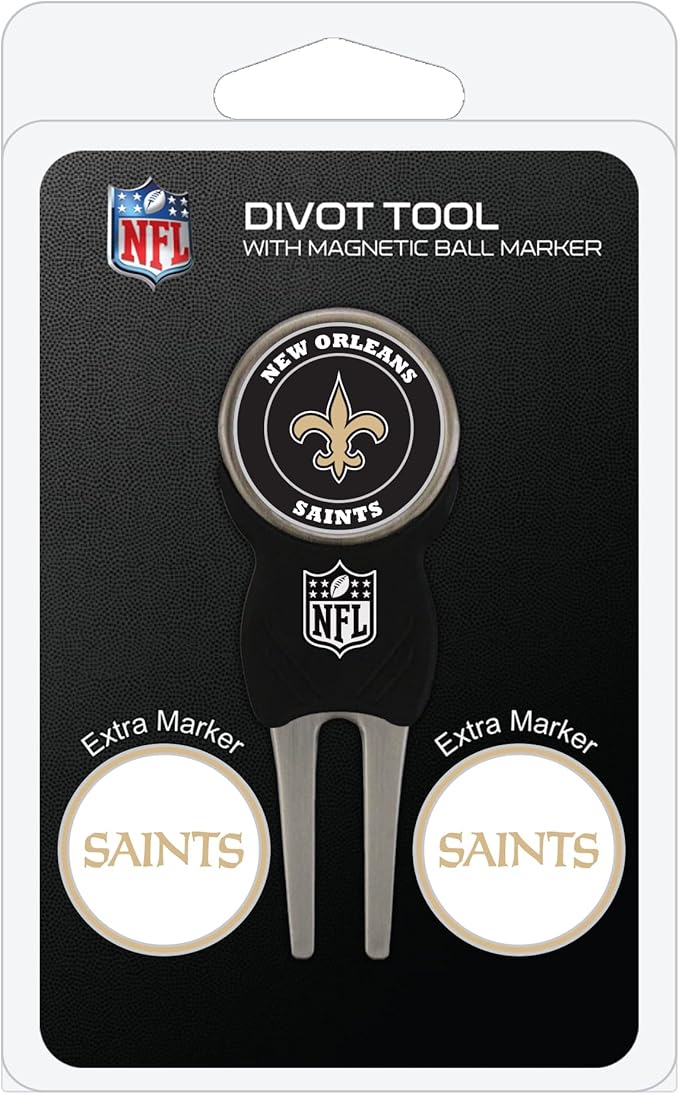 Team Golf NFL Divot Tool with 3 Golf Ball Markers Pack, Markers are Removable Magnetic Double-Sided Enamel