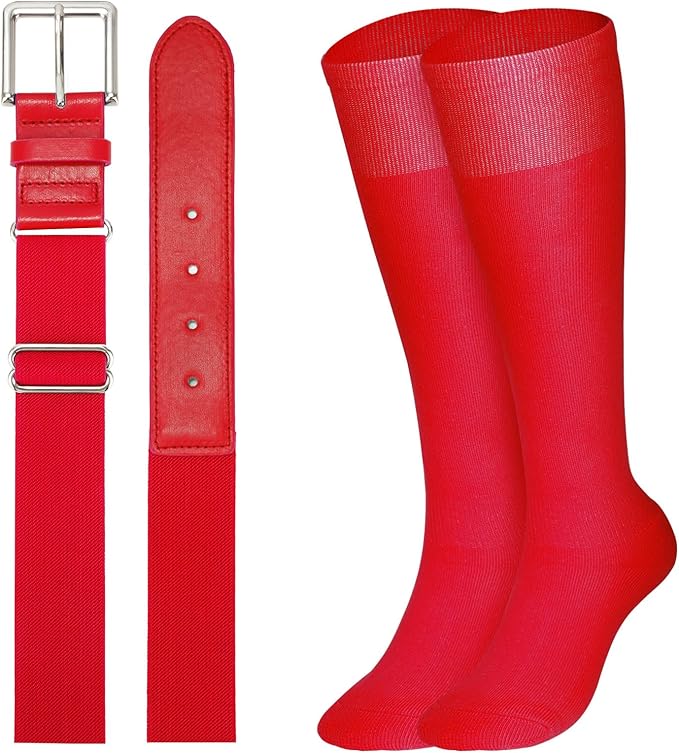 XZQTIVE Baseball Softball Socks and Baseball Softball Belt Combo Set Knee-High Soccer Socks for Kids Youth Adult