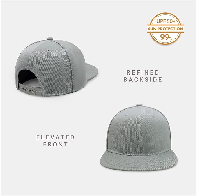 CHOK.LIDS Flat Bill Visor Classic Snapback Hat Blank Adjustable Brim High Top End Trendy Color Style Plain Tone Baseball Cap