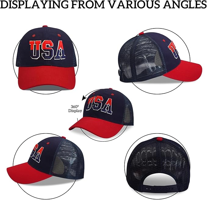 American Flag Patriotic Baseball Cap | Embroidered USA Flag 100% Cotton Adjustable Hat for Men & Women