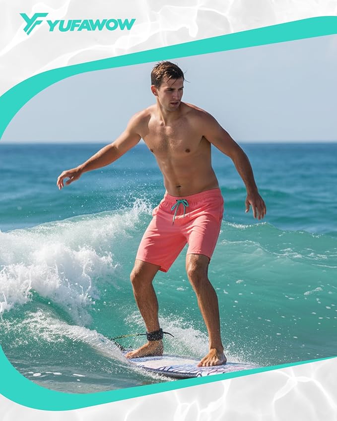 9 Inch Men Swim Trunks with Mesh Lining Quick Dry Breathable Pockets for Summer Beach Cruise Water Park Gym Running
