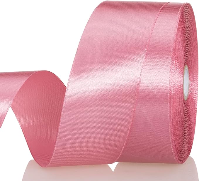 1 1/2 Inch Rose Gold Solid Satin Ribbon, 50 Yards Craft Fabric Ribbon by YASEO
