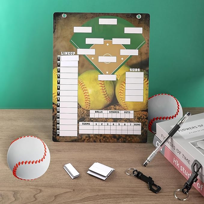 Freetoes Magnetic Baseball Clipboard for Coaches,Dry Erase Softball Baseball Lineup Board for Dugout,Baseball Scoreboard with 60 Lineup Cards Baseball Equipment Accessories for Baseball Coach Gifts