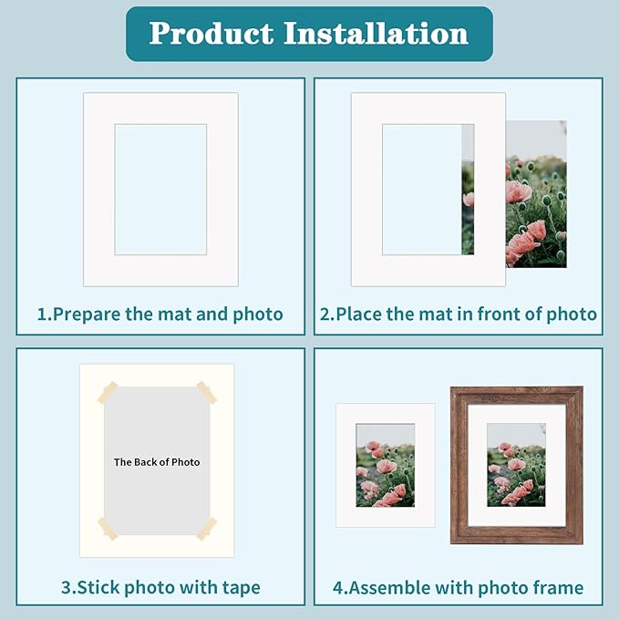 ZBEIVAN 12 Packs White and Black Colors 8x10 Picture Frame Mats - Image 5