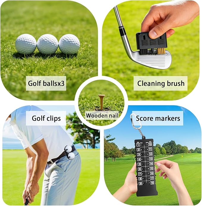 Golf Accessories Set Gifts, Golf Balls,Golf Tees, Golf Multifunctional Divot Tool, Rangefinder, Golf Brush, Golf Scorer, Golf Ball Clamp for Men and Women