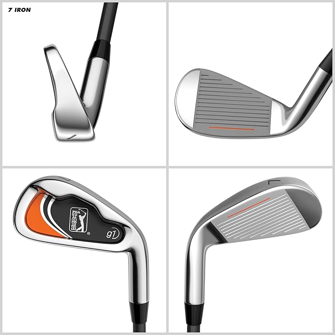 PGA Tour Youth Golf Club Set for Ages 5-15+ (3’5”-5’10”), Right and Left-Handed Kids Golf Sets – Beginner Junior Golf Clubs with Lightweight Stand Bag, Mallet Putter, Hybrid, Driver