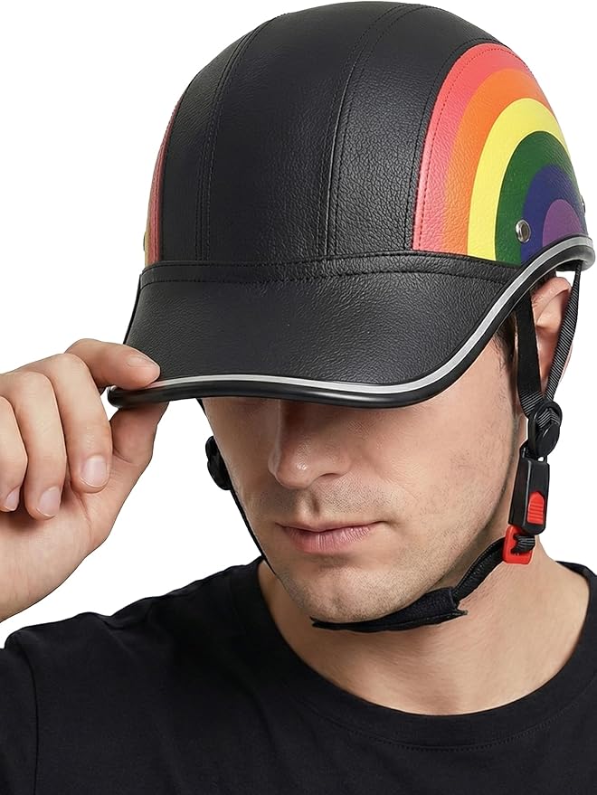 Adult Baseball Cap Helmet - Urban Style for Golf, Low Profile Urban Commute PU Retro Leather Hat for Men & Women