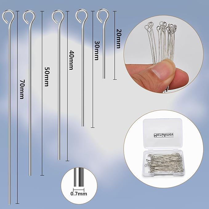 260pcs Silver Filled Eye Pins Non Tarnish Craft Earring Bracelet Jewelry Making - Image 2