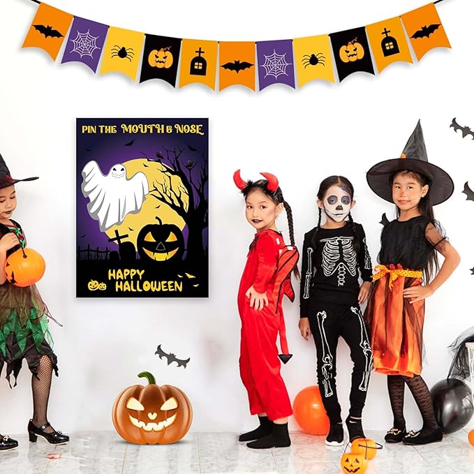 ASTARON Halloween Party Games, Pin The Mouth on Ghost Halloween Party - Image 5