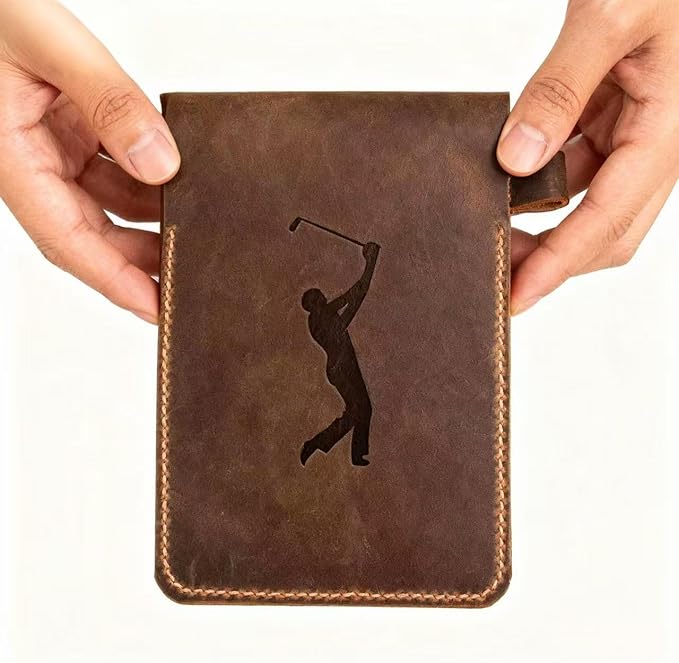 Golf Scorecard Holder Leather Hand Stitched, Yardage Book Holder, Gift for Him, Gift for Dad, Leather Golf Gifts