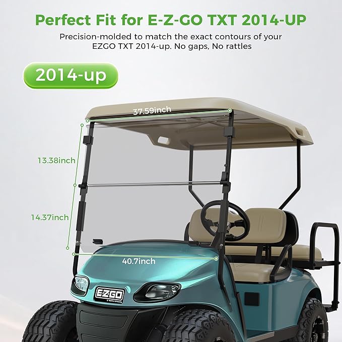 10L0L Golf Cart Windshield for EZGO TXT Gas and Electric 1995-up, Foldable Golf Cart Windscreen, Anti-UV and Impact Resistant, Clear/Tinted