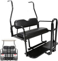 ECOTRIC Rear Golf Cart Folding Seat w/Grab Bar Compatible with 2000.5-Up Club Car DS 400 lbs Back Flip Seat Black