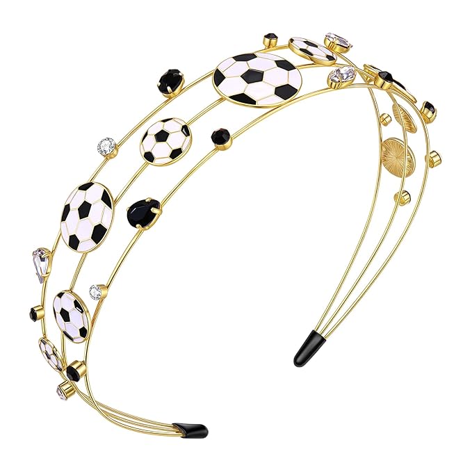 NVENF Football Headbands for Women Jeweled Black White Soccer Headbands Game Day Football Mom Accessories Outfits Gifts Party Favors (Pattern C)