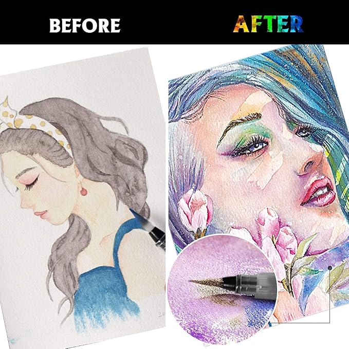 Emooqi Watercolor Paints Set, Metallic Glitter Watercolour Solid Paint Include - Image 6