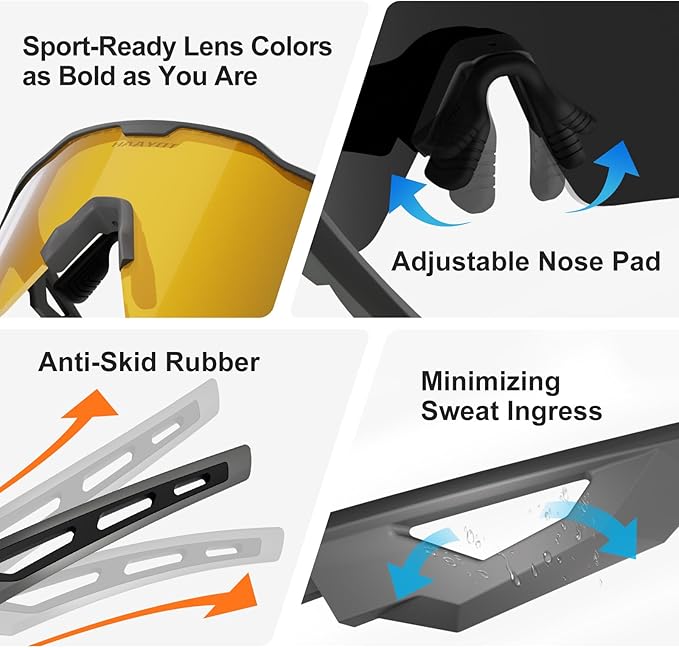 HAAYOT Polarized Sports Sunglasses for Men Women Youth Baseball Cycling Running Softball Biking Glasses 5 Lenses