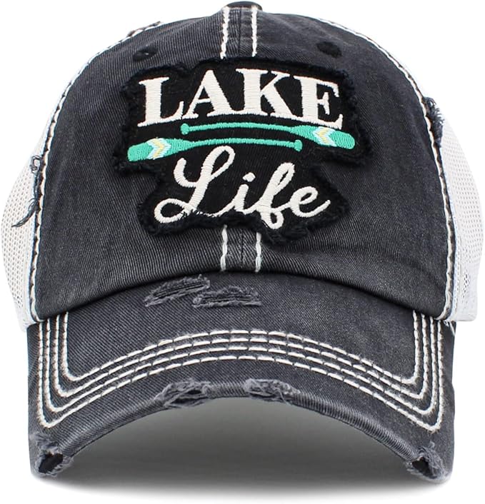 Funky Junque Distressed Vintage Baseball Cap - Embroidered Patch Women's Hat - Holiday, Lifestyle & Patriotic Designs