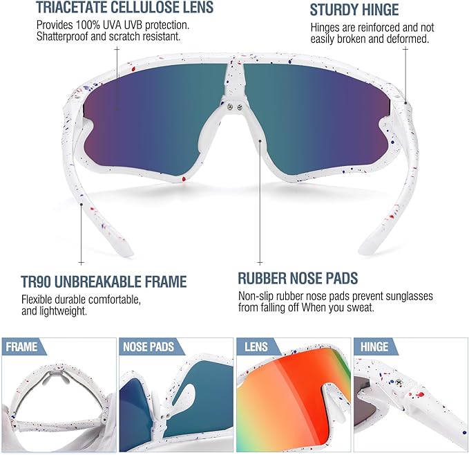 DUCO Kids Sunglasses Youth Baseball Sun Glasses Lightweight TR90 Frame UV400 Sports Cycling Shades for Boys Girls DK268