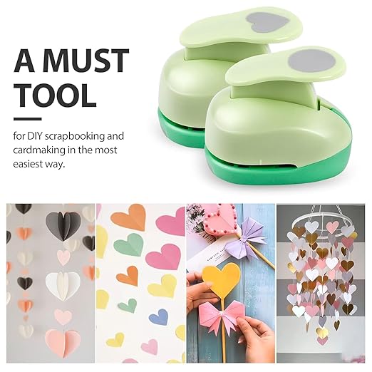UCEC Heart Cutter 3 Pcs 1+5/8+3/8 Inch Hole Punch Heart Shapes Craft Punch - Image 6