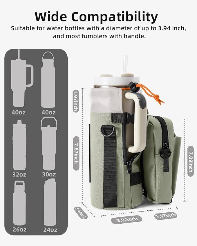 Nefeeko Magnetic Gym Bag, Water Bottle Holder with Phone Pouch, Adjustable Sling Strap, Detachable 2-in-1 Design, Gym Accessories for Men and Women, Water Bottle Bag for Fitness, Sports, Travel