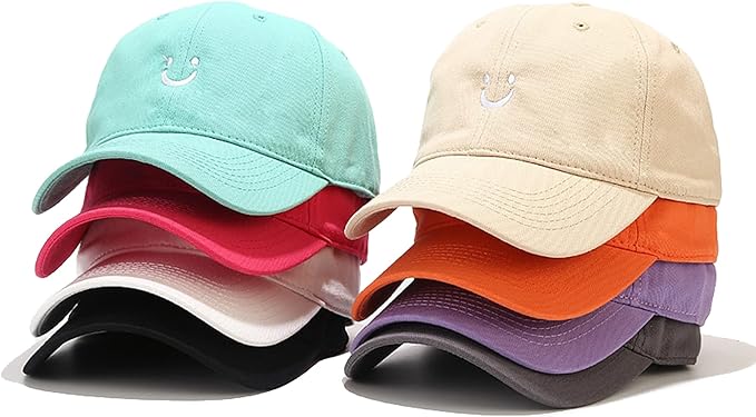 Umeepar Smile Face Baseball Cap for Women Men Adjustable Low Profile Unstructured Cotton Dad Hat