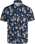 HUURAY Funny Golf Polos for Men Funny Print Short Sleeve Shirts Quick Dry Polo Shirts Hawaiian Shirt Performance Golf Outfits