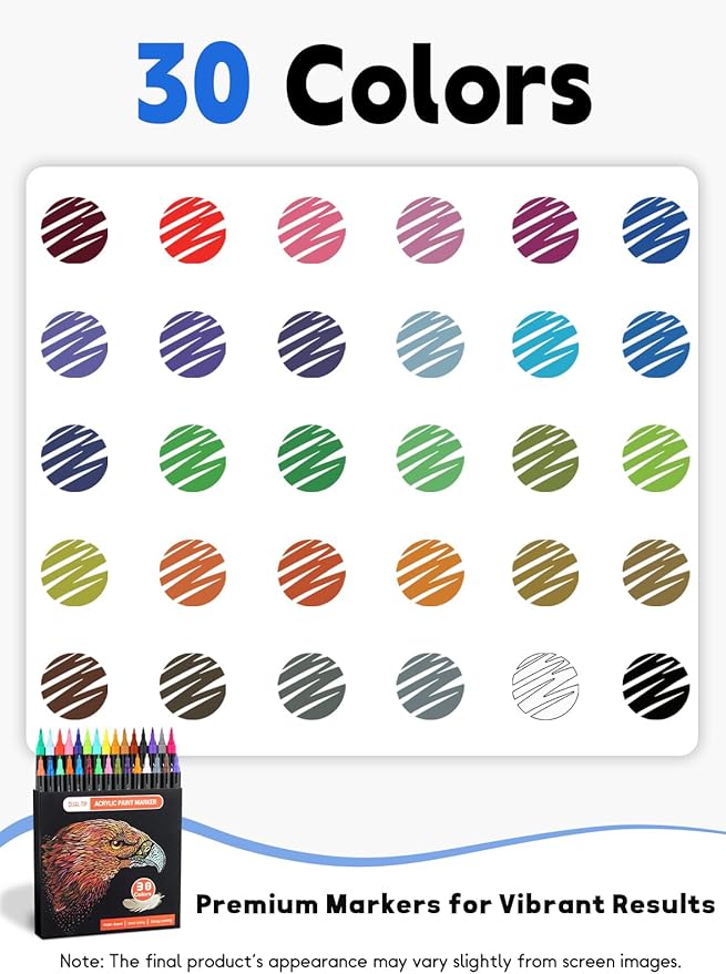 30 Colors Acrylic Paint Pens, Dual Tip Acrylic Paint Markers - Image 4