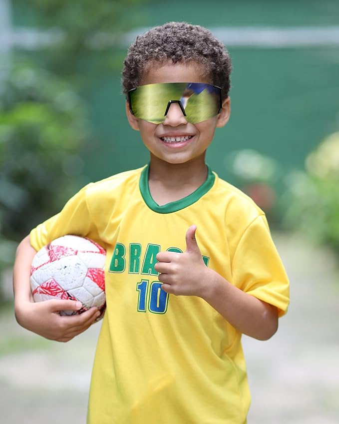 FEISEDY Kids Sunglasses Youth Baseball Sun Glasses, UV400 Sports Teens Cycling Shades for Boys Girls Age 8-16 B0048