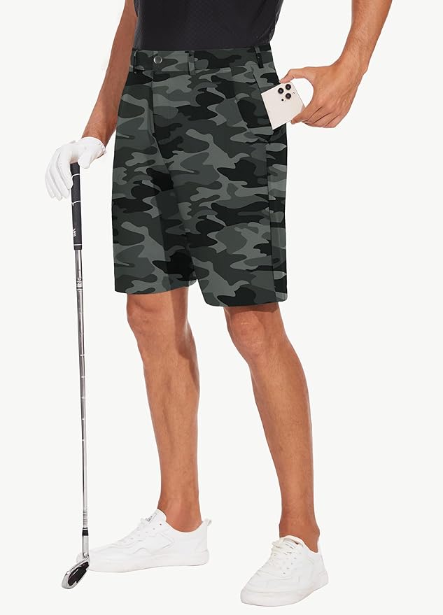 JWM Mens 7"/9" Stretch Golf Shorts - Lightweight Hybrid Casual Dress Work Flat Front Shorts with 5 Pockets Quick Dry UPF50