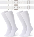 JASGOOD 2 Pack Baseball Socks and Belt Combo Set Softball Socks and Belts Elastic Waist Belt for Youth and Adult Boys