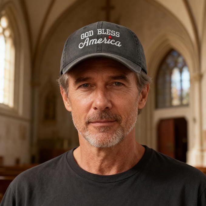 Faith Christian Patriotic Embroidered Baseball Cap, Vintage Cotton Dad Hat for Men Women, Birthday