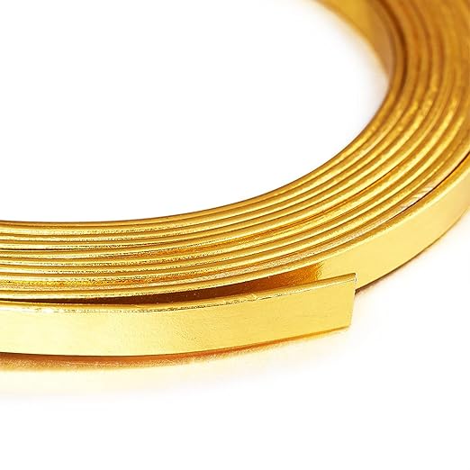 Fashewelry 32.8Ft 5mm Aluminum Flat Wire Gold Bendable Metal Craft Wire Strip by FASHEWELRY