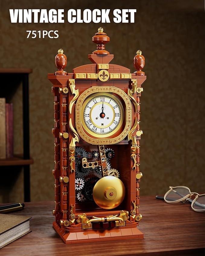 Vintage Pendulum Clock Building Block Set, Stem Toy - Image 2