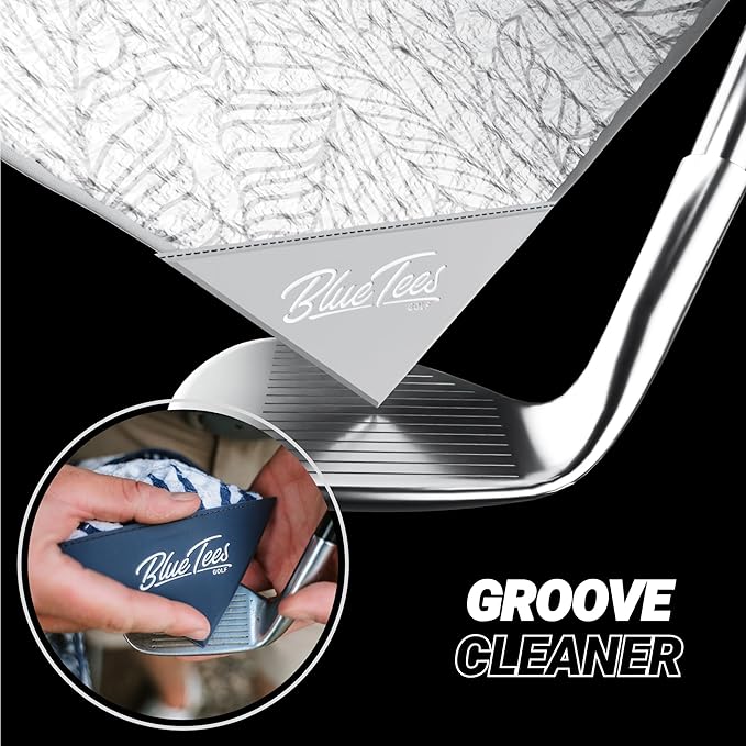 Blue Tees Golf Premium Magnetic Towel - Super Strong Magnet - Microfiber Waffle Design - Silicone Brush - Groove Cleaner - Bag Buckle - Standard & Caddy Sizes