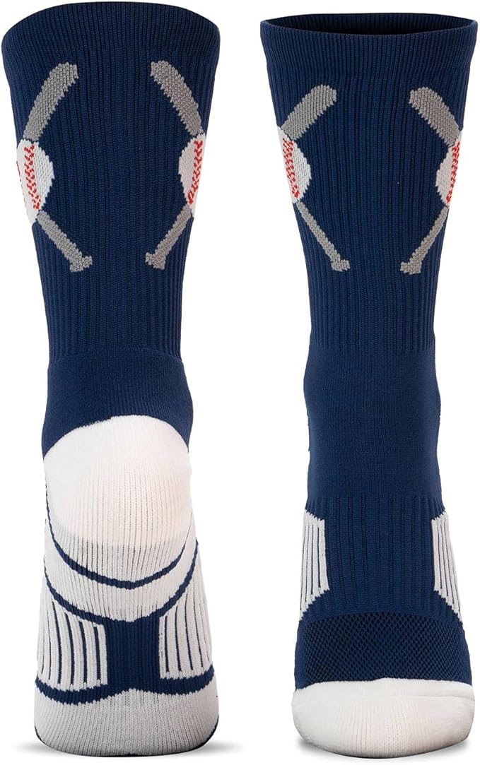 ChalkTalkSPORTS Baseball Socks - Performance Socks for Baseball Players - Crossed Bats - Youth and Adult Sizes