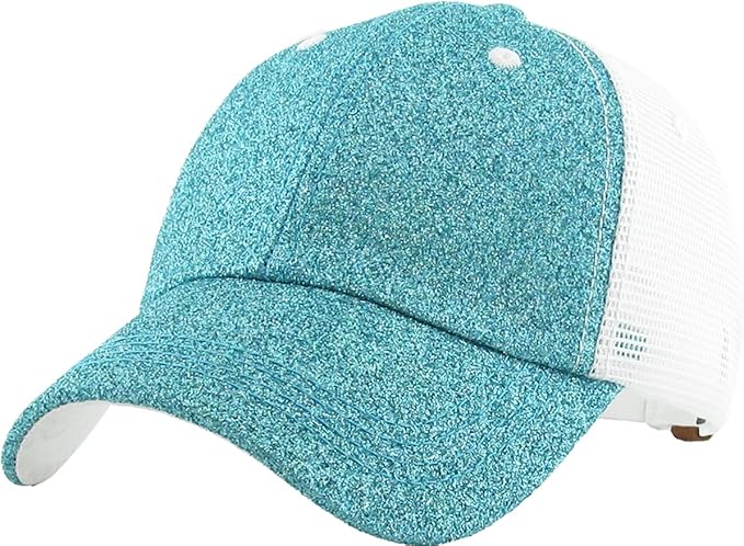 Classic Plain Ponytail Messy High Bun Headwear Adjustable Cotton Trucker Mesh Glitter Hat Baseball Cap