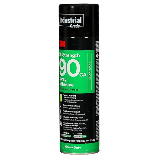 3M Hi-Strength 90 CA Spray Adhesive, Low VOC, Bonds Laminate, Net Wt 19 oz - Image 2
