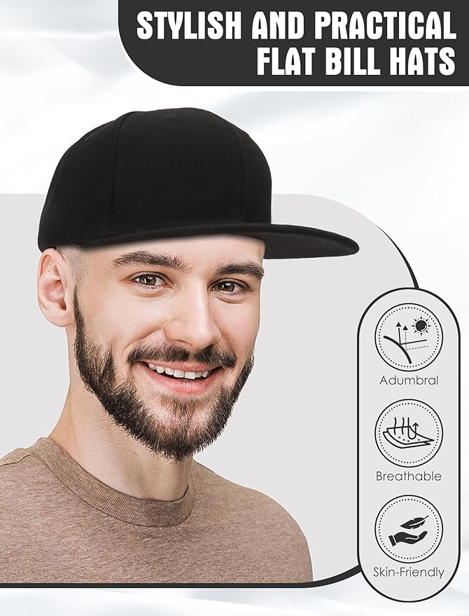 10 Pack Blank Snapback Hats for Men Flat Brim Hats Baseball Caps Bulk