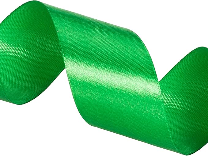 1 1/2 Inch Green Solid Satin Ribbon, 50 Yards Craft Fabric Ribbon - Image 3