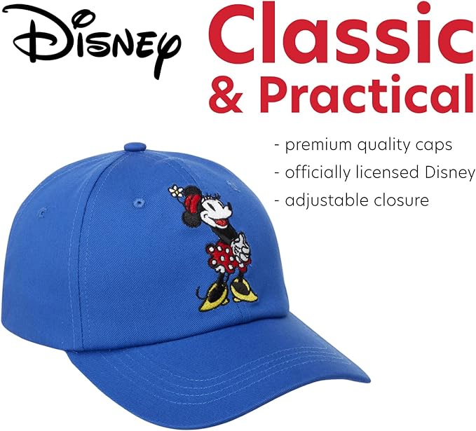 Disney Women's Baseball Cap, Minnie Mouse Adjustable Hat for Adult