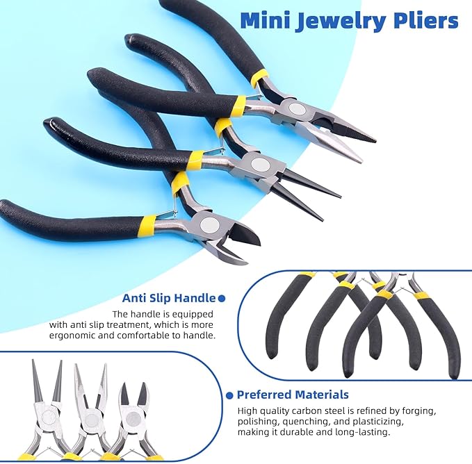 Glarks 8Pcs Jewelry Making Pliers Tools Kit includes Needle Nose Pliers - Image 4