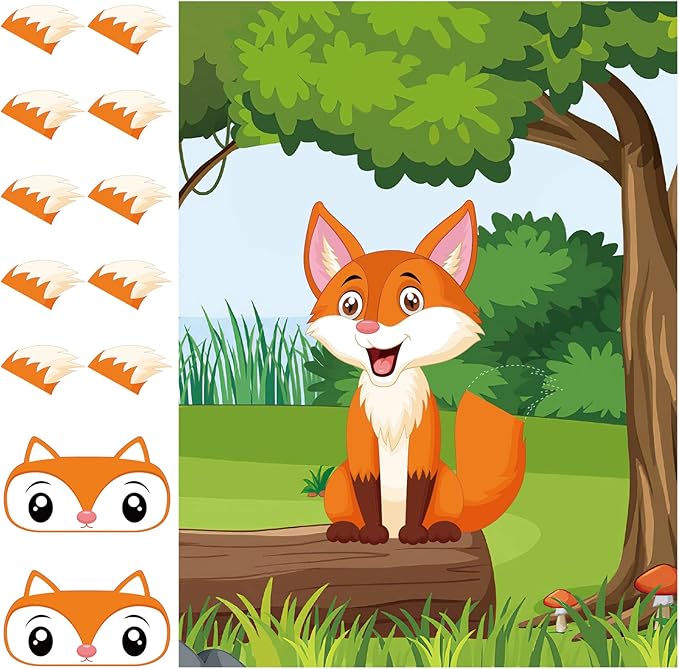 ASTARON Pin The Tail on The Fox Party Game by ASTARON