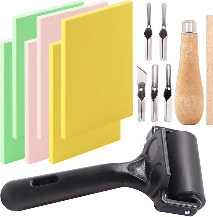Keadic 12Pcs Soft Rubber Carving Blocks Kit, Comes by Keadic