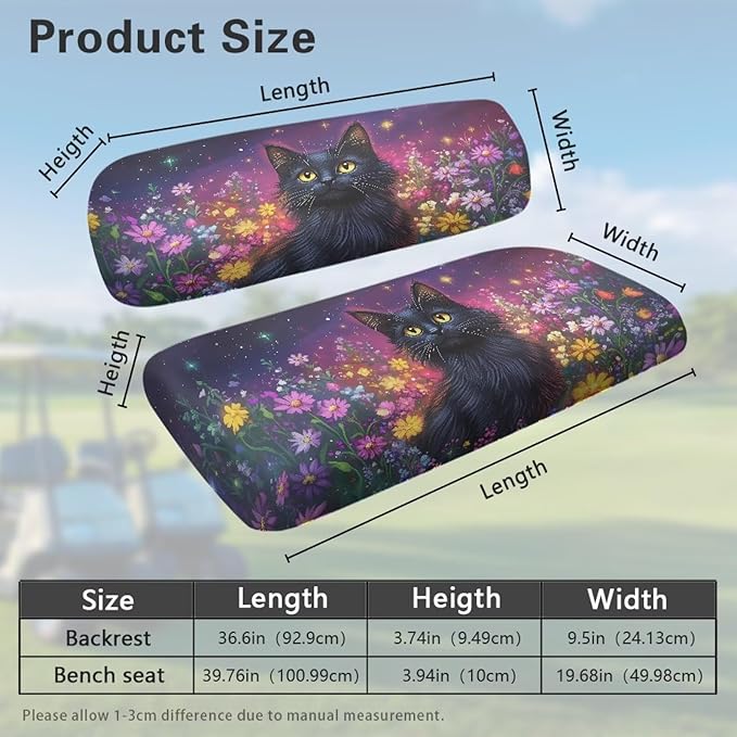 Suobstales Golf Cart Front and Rear Seat Cover Set for EZGO TXT RXV & Club Car DS 2 Passenger, Washable Bench Seat Covers Kit