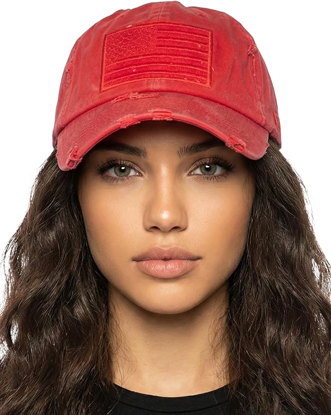 Funky Junque Distressed Vintage Baseball Cap - Embroidered Patch Women's Hat - Holiday, Lifestyle & Patriotic Designs