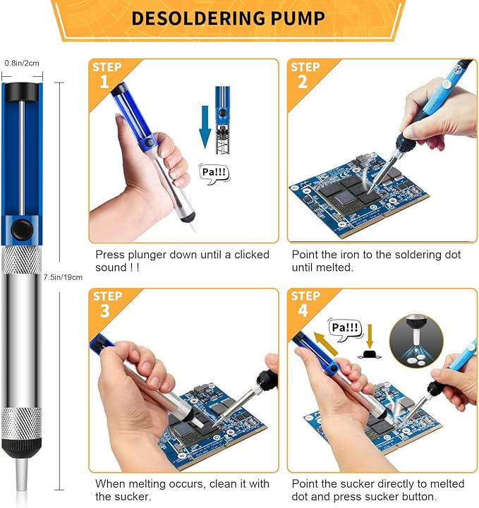 Soldering Iron Kit Electronics, 60W Adjustable Temperature Welding Tool - Image 5