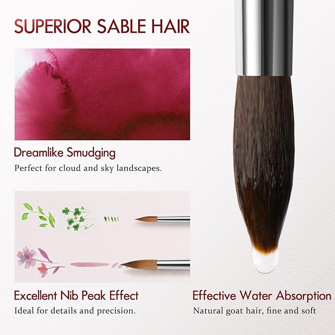 Sable Hair Watercolor Brushes Professional - Image 2