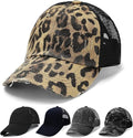 Criss Cross Hat Washed Distressed Baseball Cap Ponytail Hat High Messy Bun Ponycap for Women