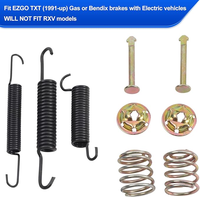 Roykaw EZGO Brake Shoes Pads and Spring Kit Compatible with1996-Up TXT/ST350/Workhorse and Yamaha 1993-Up G14, G16, G19-G22 Golf Cart Models Replaces # 27943G01, 70794G01, 70795G01